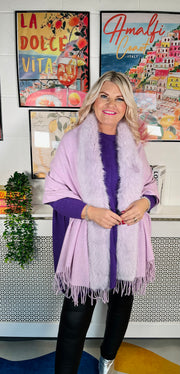 Minnie Faux Fur Shawl - Lilac