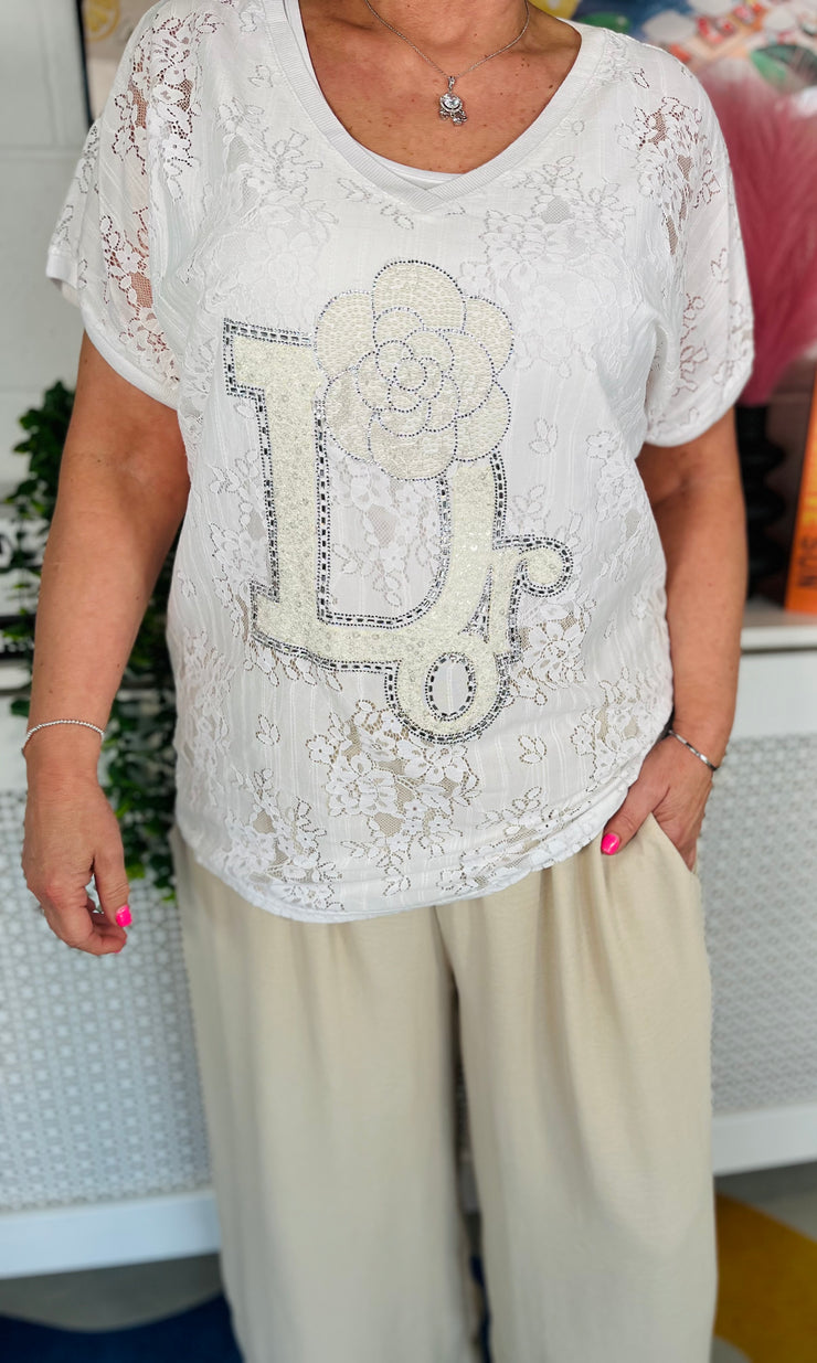 Lucy Lace Cotton Top - White