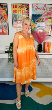 Sandy Tie Dye Dress - Orange