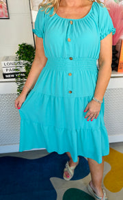 Sweet As Candy Midi Dress - Aqua