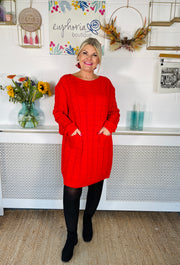 Edinburgh Knitted Dress - Red