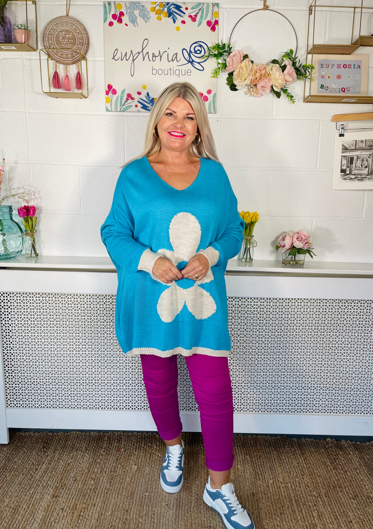 Cosy Bloom Knit - Electric Blue