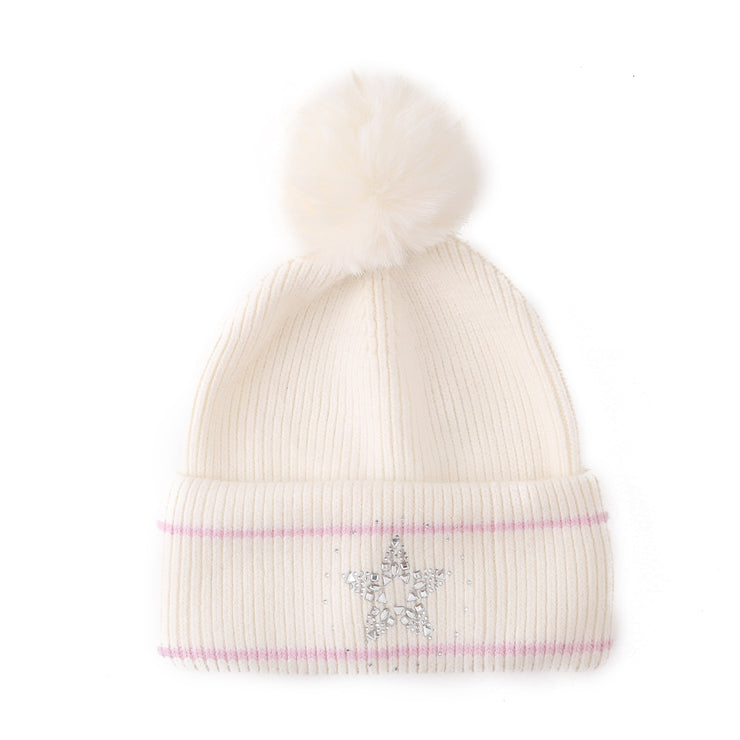 Snow is falling luxe bobble hat - Winter White
