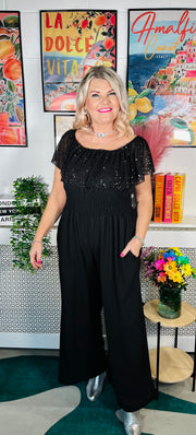 Radiant Sparkle Jumpsuit - Black