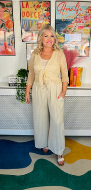 Laidback Striped Trousers - Natural