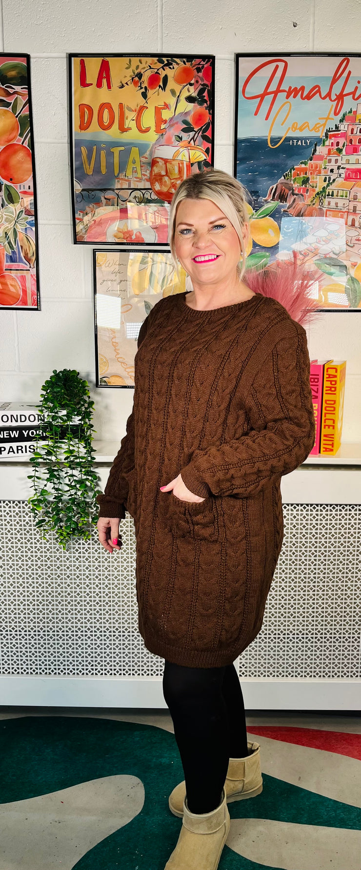 Edinburgh Knitted Dress - Chocolate