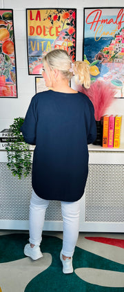 Melanie Button Top - Navy