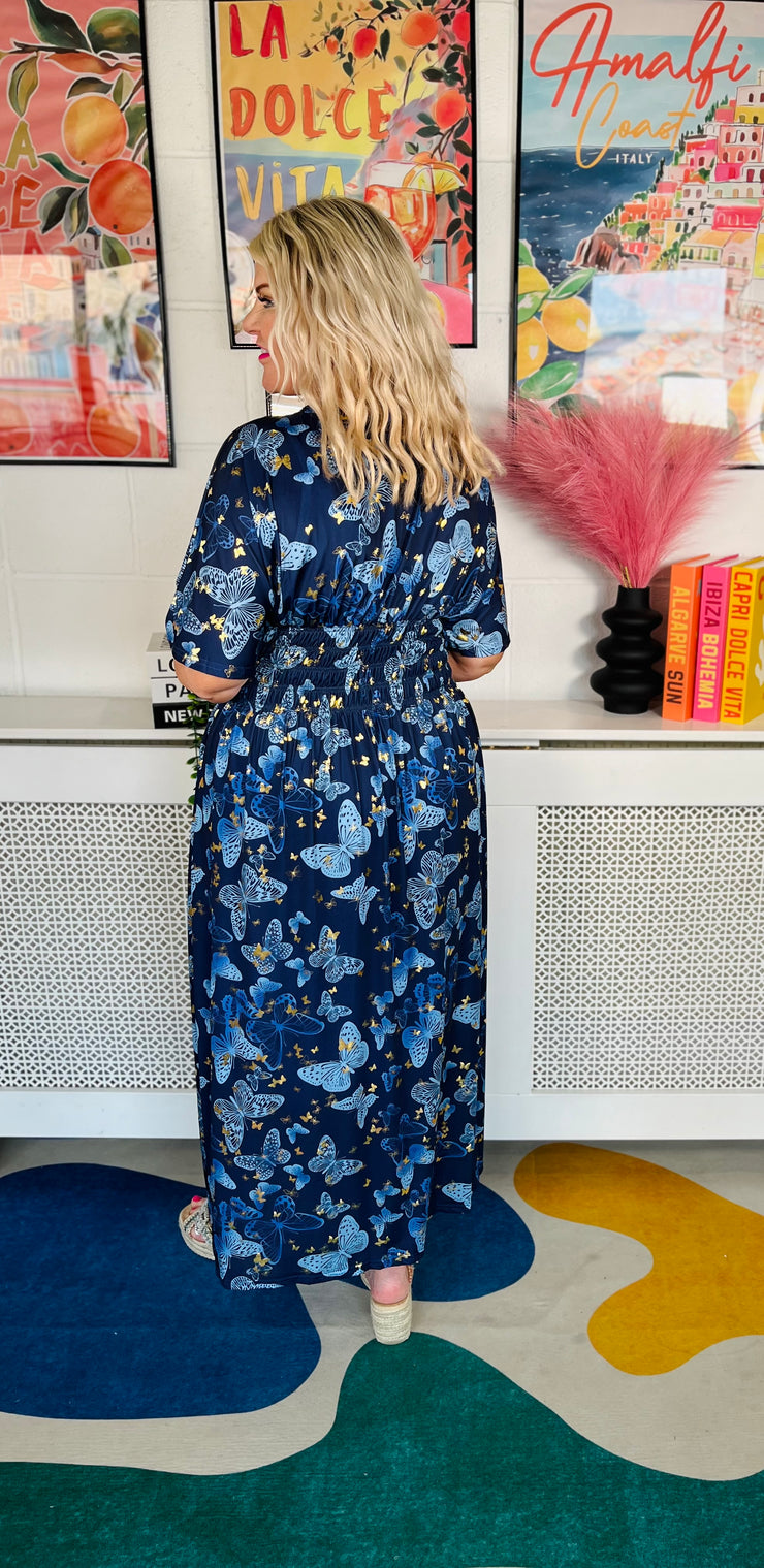 Dancing Wings Maxi Dress - Navy
