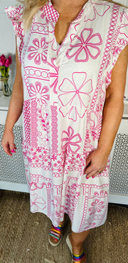 Octavia Midi Dress - Hot Pink