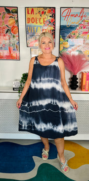 Sandy Tie Dye Dress - Navy