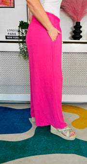 Suella Wide Leg Trousers - Lipstick Pink