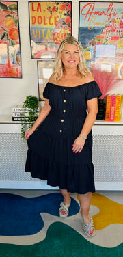 Sweet As Candy Midi Dress - Navy