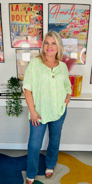Waffle Whirl Cotton Top - Neon Green