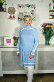 Louise Belted Jumper Dress - Baby Blue