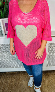Natasha Heart Crochet - Hot Pink