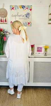 Delia Lace Tunic Dress - White