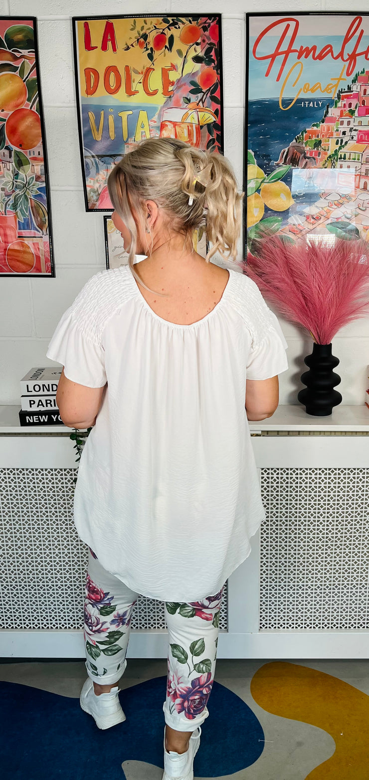 Sugar Rush Ruffle Sleeve Top - White