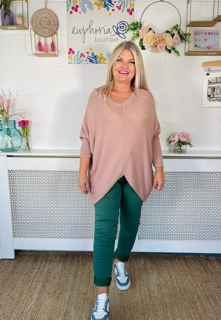 Bethel V neck Knit - Antique Pink