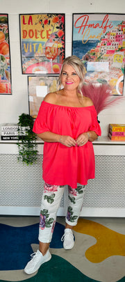 Sugar Rush Ruffle Sleeve Top - Coral