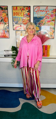 Isadora Striped Trousers - Hot Pink