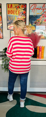 Penrose Striped Jumper - Hot Pink