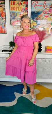Sweet As Candy Midi Dress - Bubblegum Pink