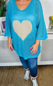 Natasha Heart Crochet - Electric Blue