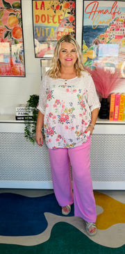 Cool Comfort Waffle Trousers - Lipstick Pink