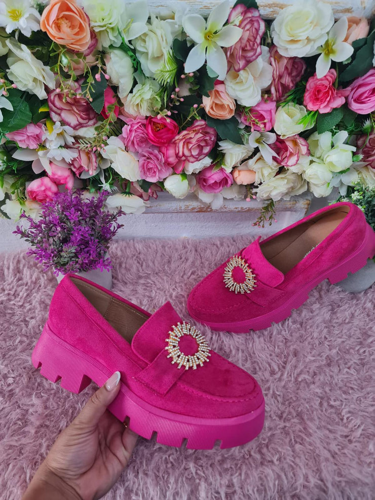 Caitlin Low Heeled Loafer - Hot Pink