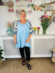 Wild Ruffle Sleeve Tee - Baby Blue