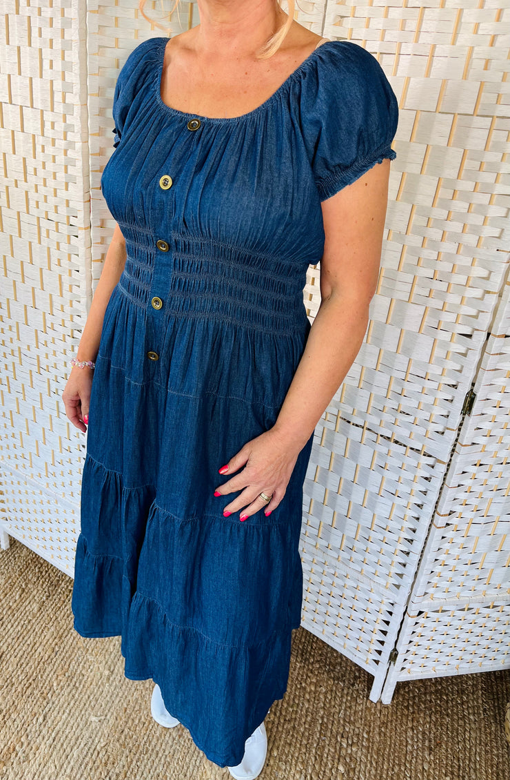 Darcie Denim Midi Dress - Dark Denim