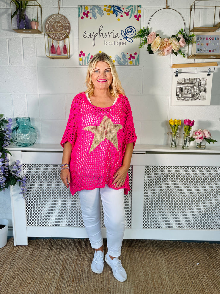 Starry Night Crochet Knit - Hot Pink