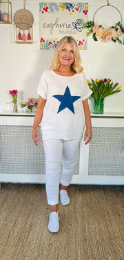 Twilight Skies Cotton Top - White