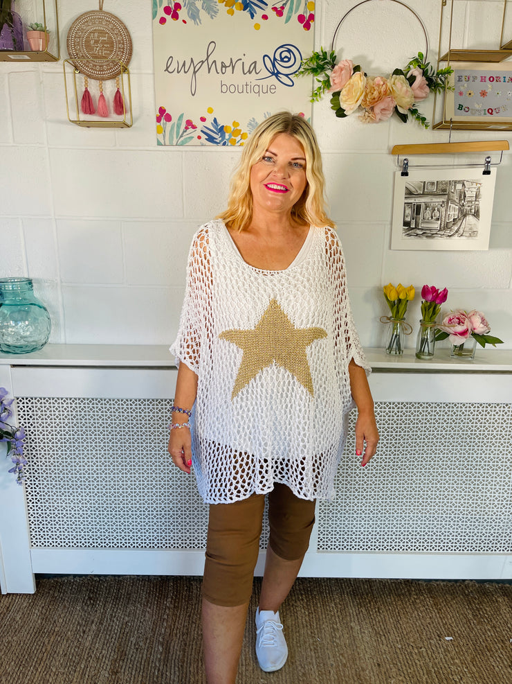 Starry Night Crochet Knit - White