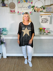 Starry Night Crochet Knit - Black