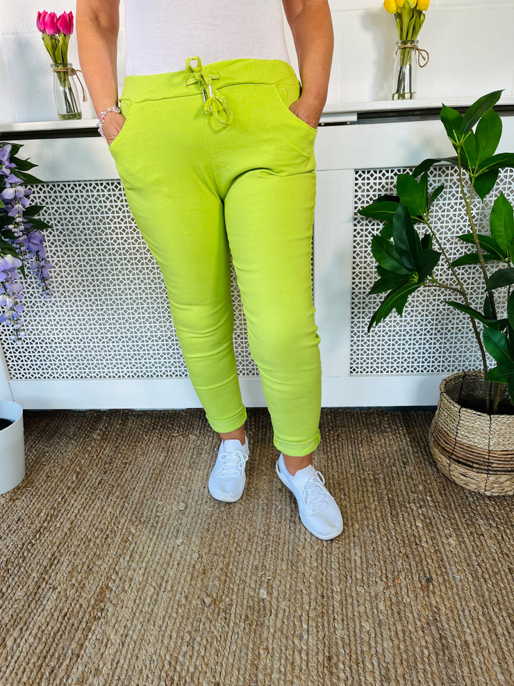 Polly plain magic trousers - Lime Green