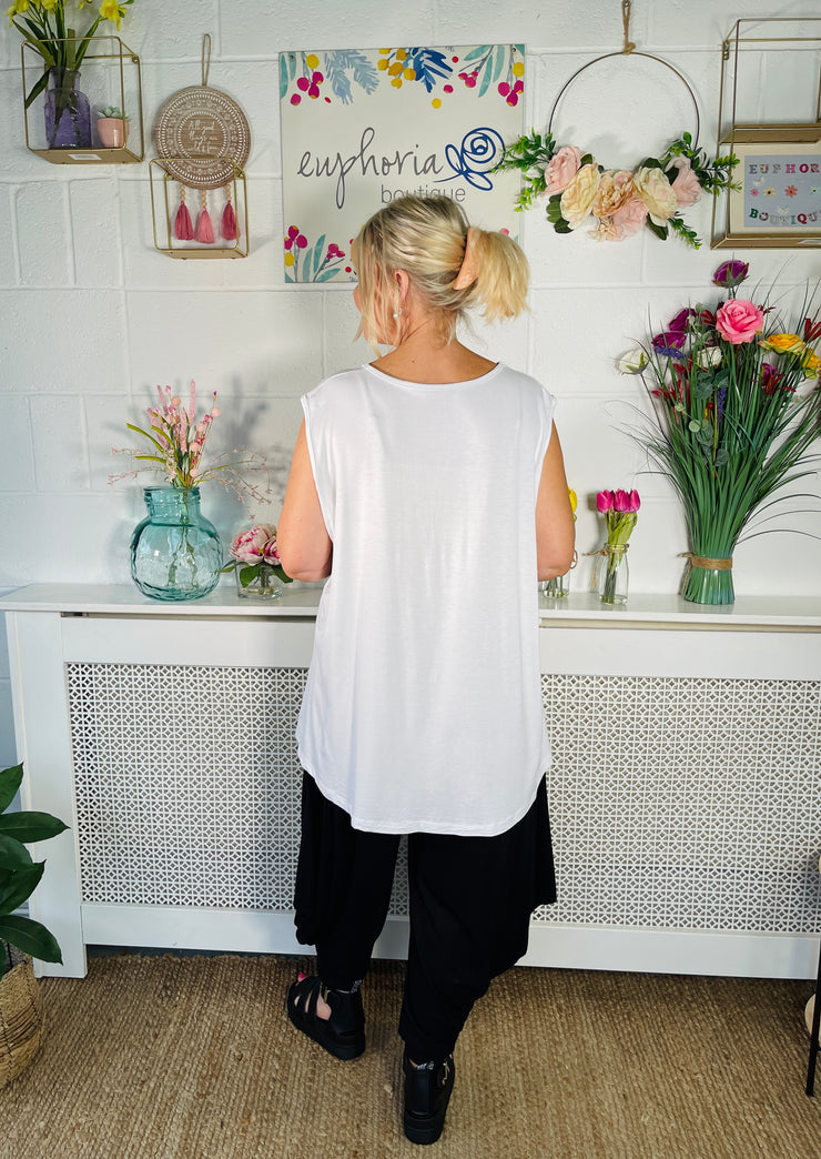Mesmerizing Glance Tank Top - White
