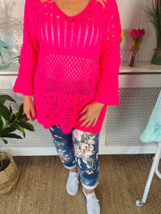Pandora Crochet Knit - Hot Pink