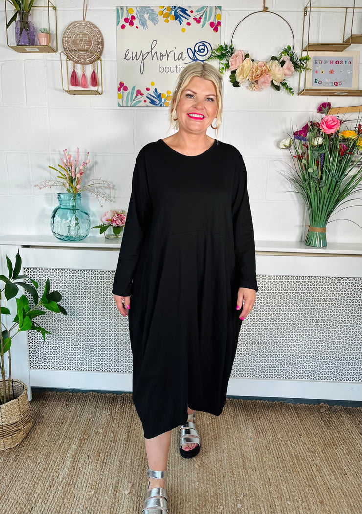 Francesca Jane Cotton Dress - Black