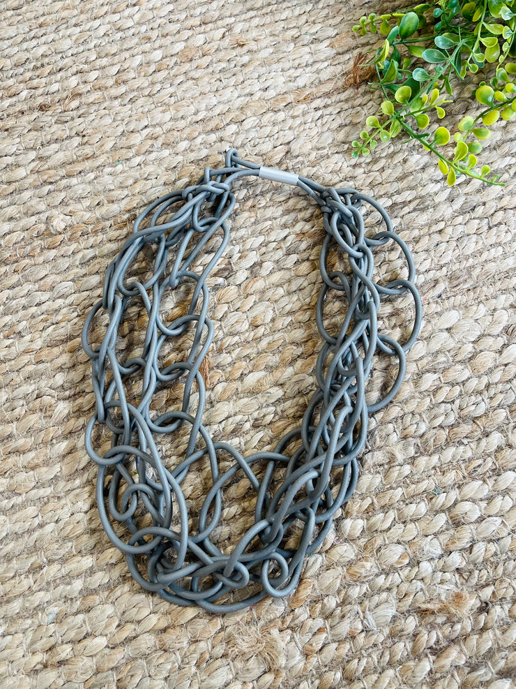 I.D ACCESSORIES- Rubber chain links necklace - Grey