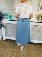 Brody Linen Mix Skirt - Denim Blue