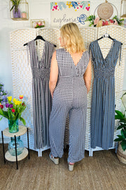 Geometric Groove Jumpsuit - Light Grey