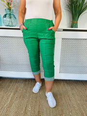 Striped hem cropped trousers - Emerald Green