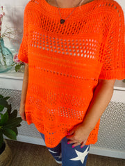 Sparkle Glamour Crochet Knit - Orange
