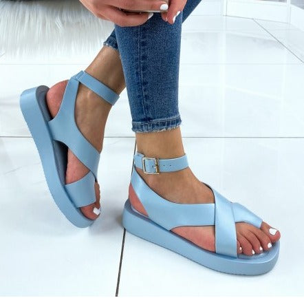 Chunky toe post sandals - Baby Blue