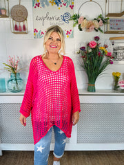 Betty Crochet Over Top - Hot Pink