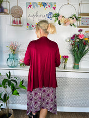 Waterfall fine knit cardigan - Maroon