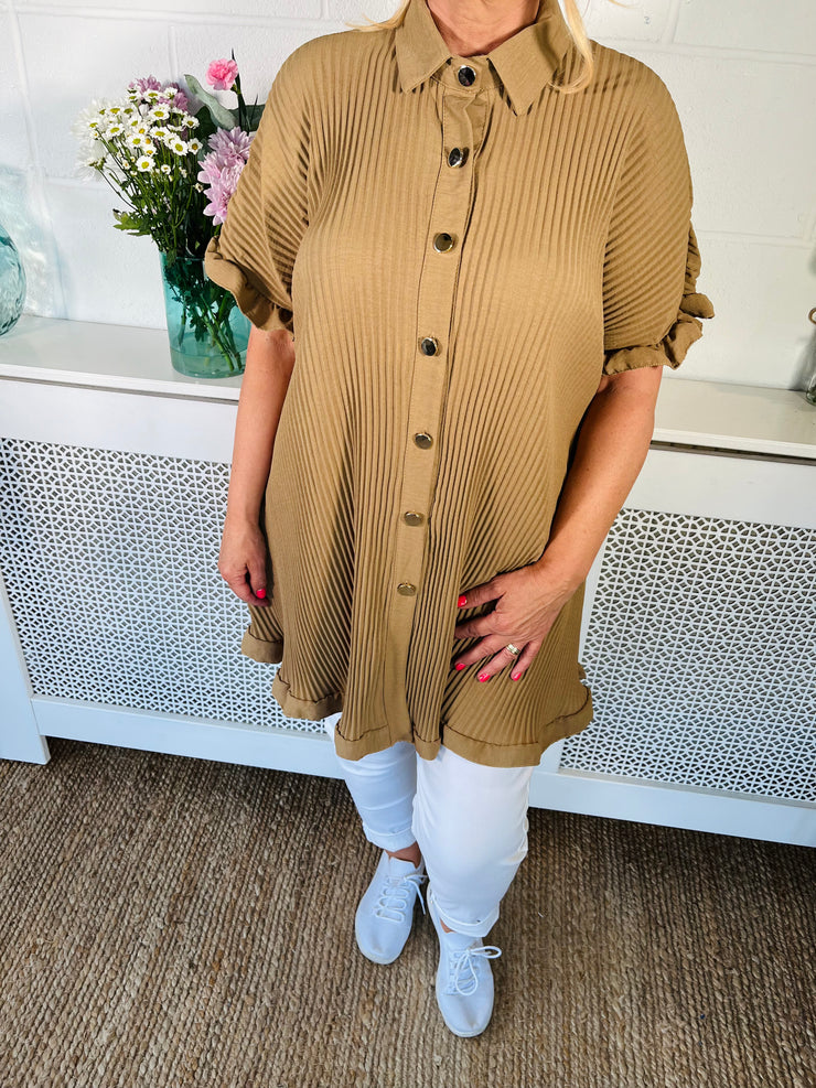 Anabelle Pleated Shirt - Tan