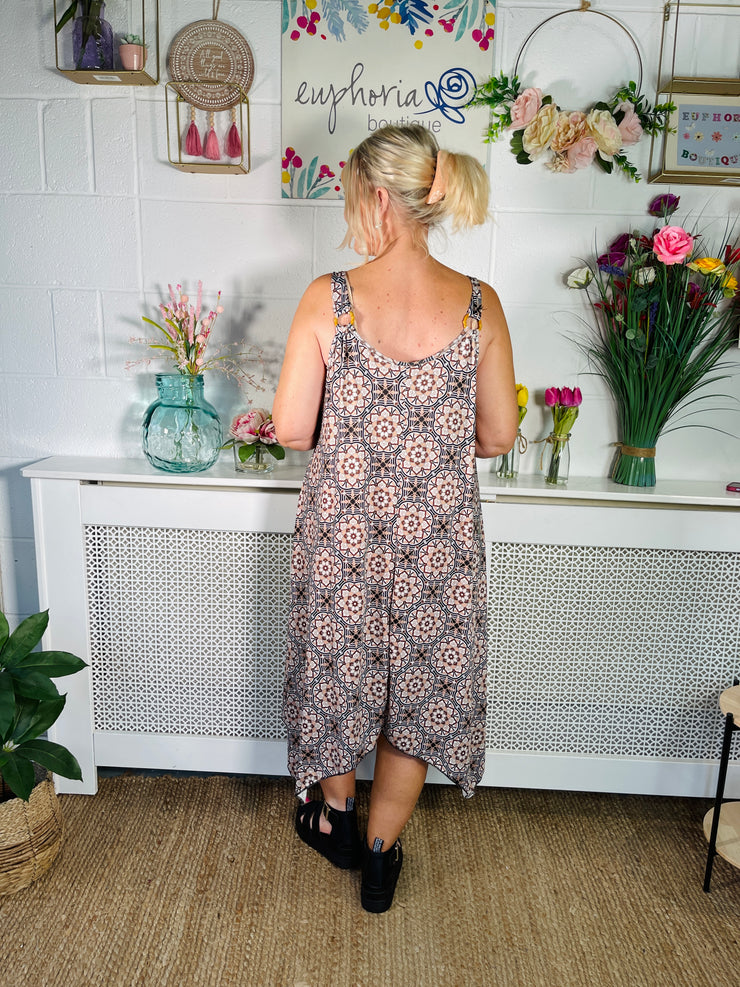 Floral Mirage Dress - Tan