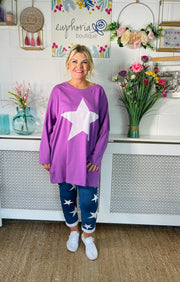 Chalky Star Oversized Casual Sweater - Purple